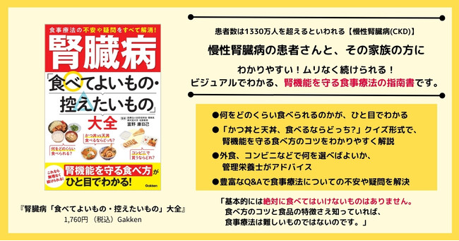 「かつ丼VS天丼 食べるならどっち？」「コンビニで買うならどれ？」腎機能を守る食べ方のコツをわかりやすく解説。『腎臓病「食べてよいもの・控えたいもの」大全』発売