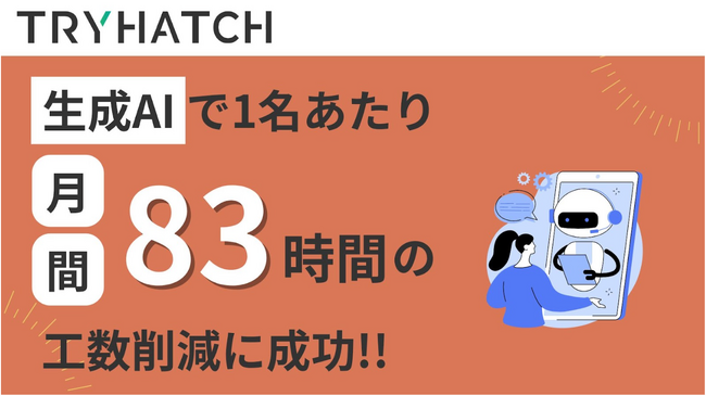 株式会社トライハッチ、生成AIで1名あたり月間83時間の業務工数削減に成功