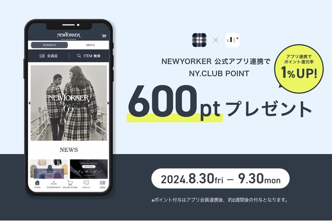 NEWYORKERアプリ連携 NY.CLUB「600ポイント」プレゼントキャンペーン