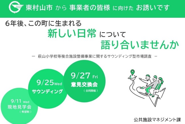 【東京都東村山市】新複合施設整備に伴うサウンディング型市場調査参加事業者を募集します～６年後、この町に生まれる新しい日常について語り合いませんか？