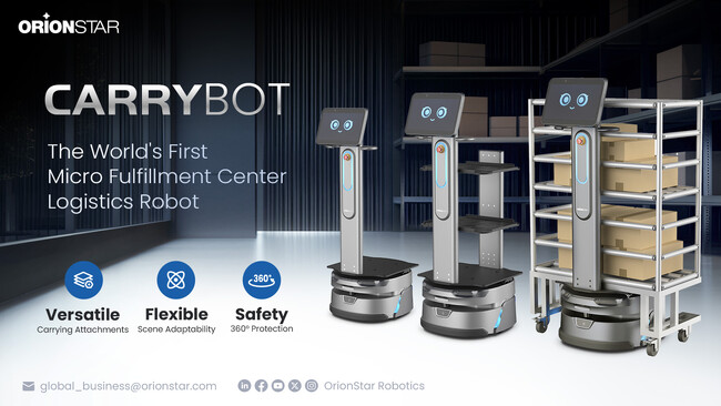 OrionStar Robotics、小型生産運搬、工場物流ロボット「CarryBot」を日本上陸