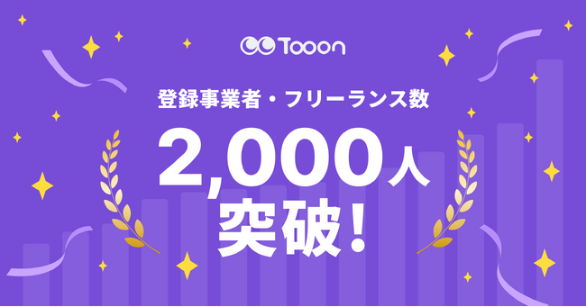 フリーランス向け業務管理ツールを開発するTooon(トゥーン)、登録事業者・フリーランス数が2,000を突破！