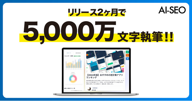 最新AIを駆使したSEOツールが「わずか2ヶ月で5,000万文字」を執筆！SEOに強いAIライティングツール「AI-SEO」とは？