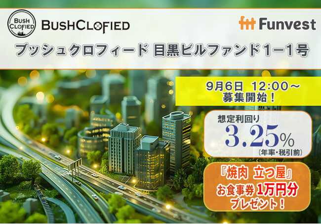 貸付型クラウドファンディング「Funvest」9/6より新ファンド「ブッシュクロフィード 目黒ビルファンド１-１号」の募集開始