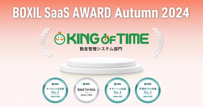 「KING OF TIME」が「BOXIL SaaS AWARD Autumn 2024」の勤怠管理システム部門にて4つの賞を受賞