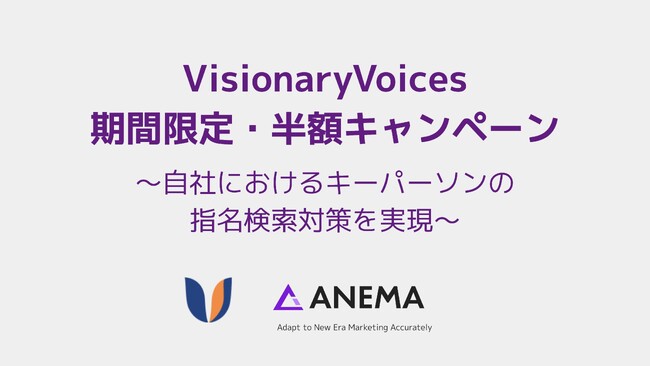 経営者・事業責任者・採用担当者のブランディング記事が半額に！キーパーソンの指名検索対策VisionaryVoicesの期間限定キャンペーン