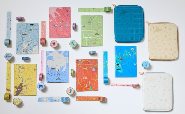 ゼンリンが手がける「Map Design GALLERY」新商品　観光名所や47都道府県のシルエットをデザインした地図柄ステーショナリー「タビマップシリーズ」を発売