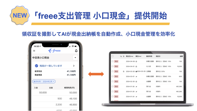 「freee支出管理 小口現金」の提供を開始　領収証を撮影してAIが現金出納帳を自動作成、小口現金管理を効率化