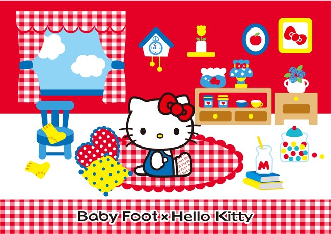 【ハローキティと一緒にフットケア♪】ベビーフットとハローキティのコラボ企画！オリジナル靴下付きの限定パッケージで”つるスベ素足”に。
