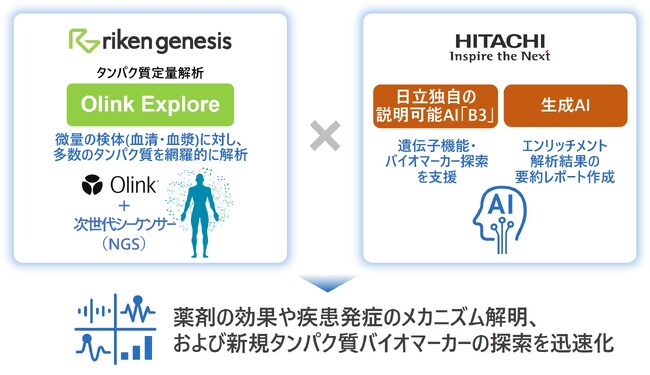 理研ジェネシスと日立が、説明可能AIと生成AIの活用により、タンパク質定量解析「Olink(TM) Explore」サービスを高度化、提供開始