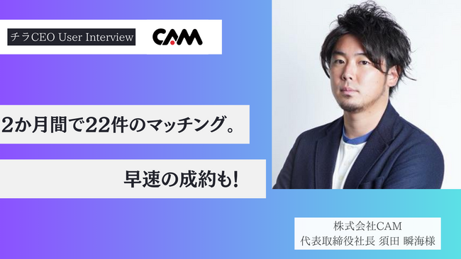 株式会社CAMが「チラCEO」を導入。導入2ヶ月で22件の決裁者商談機会を獲得し、受注創出