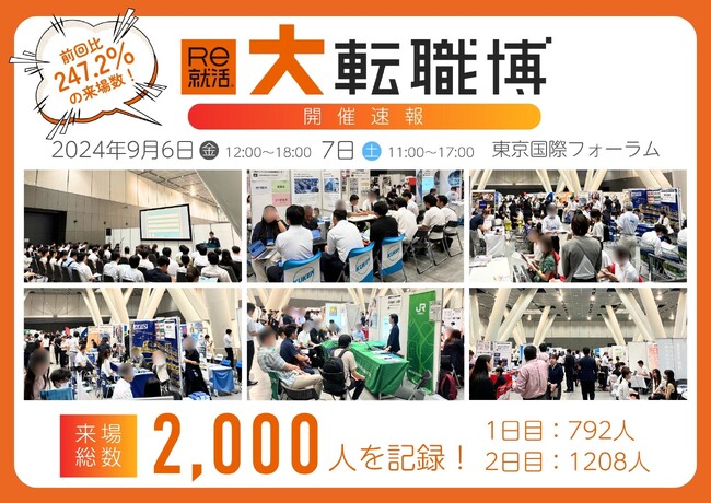 9月6日（金）・7日（土）東京国際フォーラム開催「大転職博」に、2,000人が来場！前回比247.2％の来場数を記録！