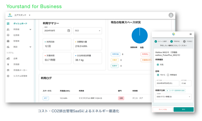 ユアスタンドの法人向けEV充電管理システム「Yourstand for Business」のサービス提供開始