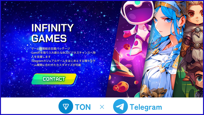 ブロックチェーンゲーム開発支援パッケージである「INFINITY GAMES」がTelegramカジュアルゲームに対応開始