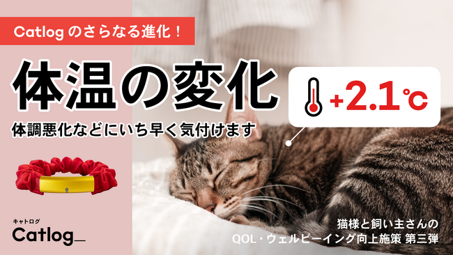 猫様の体調悪化などをいち早く気づける「体温の変化」機能が次世代のスマート猫首輪「Catlog(R)（キャトログ）」へ追加！