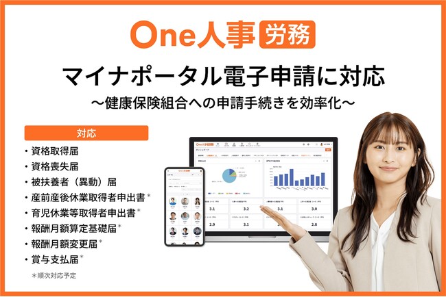 One人事、マイナポータルの電子申請に対応