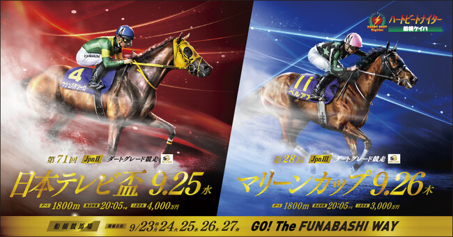 船橋ケイバ第７回開催〔９月２３日（休・月）～９月２７日（金）〕第７回は「日本テレビ盃（ＪｐｎII）」、「マリーンカップ（ＪｐｎIII）」が連日開催！