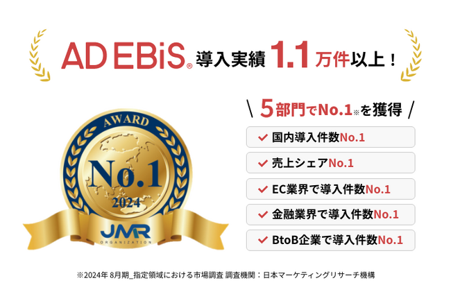 アドエビス、広告効果測定ツールの市場調査において５冠を獲得！シェア87.4％で業界をけん引。