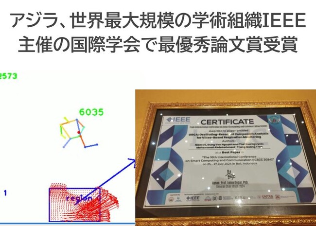 アジラ、世界最大規模の学術組織IEEE主催の国際学会で最優秀論文賞受賞