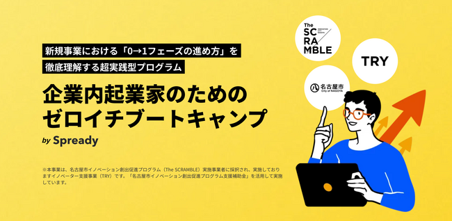 Spready、名古屋市イノベーション創出促進プログラム 実施事業者に採択「企業内起業家のためのゼロイチブートキャンプ」開催決定