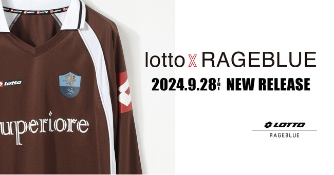「RAGEBLUE」が、イタリアのスポーツブランド「LOTTO」と初コラボ！ ブロークコアをテーマに、90年代ストリートファッションを提案