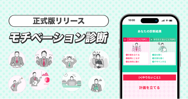 【就活/転職】生き生き働くために必要なことがわかる！「モチベーション診断」を正式リリース