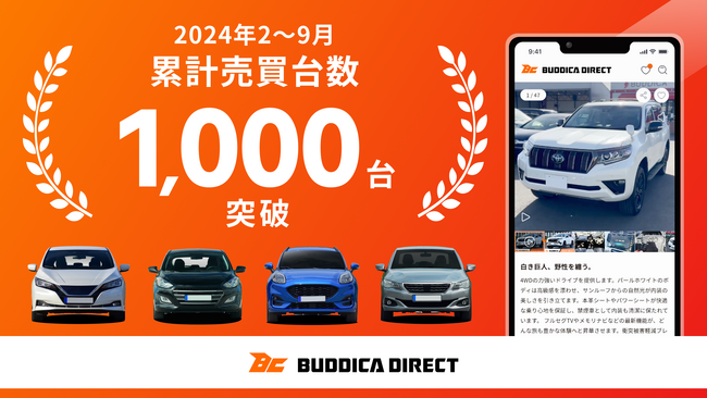 ダマさないから ネットで売れた！　　　　　　　　　　　　　　　　　バディカダイレクト 本格稼働よりわずか8か月で累計売買台数1,000台突破のお知らせ