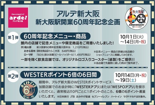 アルデ新大阪「アルデひろば」期間限定ショップのお知らせ