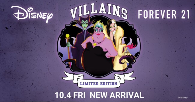 「FOREVER 21」からハロウィンシーズンを盛り上げる「ディズニーヴィランズ」本国コラボアイテムを10月4日（金）に発売！