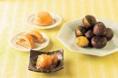 【栗庵風味堂】右上「焼き栗」下「ちび栗かのこ」左上「まんまる栗バウム」 【栗庵風味堂】右上「焼き栗」下「ちび栗かのこ」左上「まんまる栗バウム」