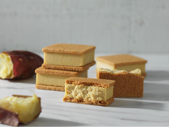 東京発、チーズスイーツ専門店「Now on Cheese♪」人気商品『チーズケーキサンド』から、季節限定スイートポテト味が登場。2024年10月1日（火）より関東5店舗にて販売開始。