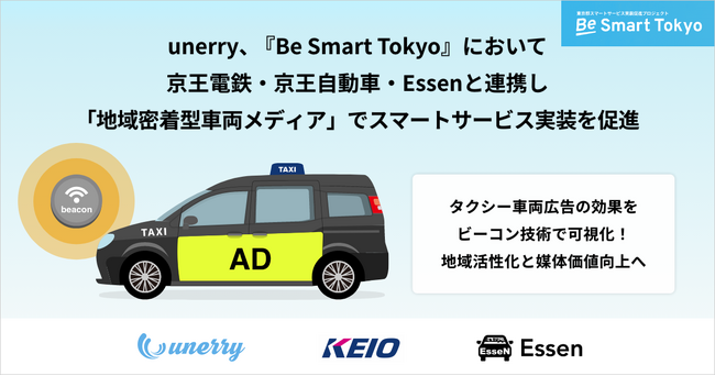 unerry、『Be Smart Tokyo』において京王電鉄、京王自動車、Essenと連携し、「地域密着型車両メディア」でスマートサービス実装を促進
