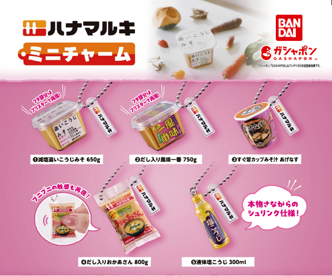 【ハナマルキ × ガシャポン(R) コラボレーション】人気商品のパッケージを再現した『ハナマルキ ミニチャーム』 が登場！2024年10月第1週より順次発売開始