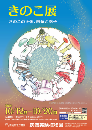 【国立科学博物館 筑波実験植物園】企画展「きのこ展～きのこの正体、菌糸と胞子～」開催のご案内
