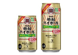 左から、タカラ「焼酎ハイボール」<強烈りんごサイダー割り>350ml、500ml 左から、タカラ「焼酎ハイボール」<強烈りんごサイダー割り>350ml、500ml