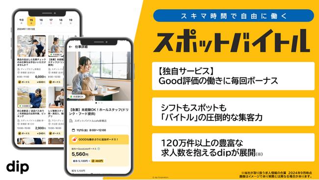 【日本初 】「Good Job ボーナス」でアルバイトの待遇・地位向上へ　ディップ、「スポットバイトル」10月1日より開始