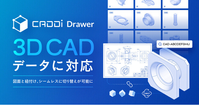 図面データ活用クラウド CADDi Drawer、3D CADデータに対応。登録図面と紐づけることで、シームレスで切り替えが可能に