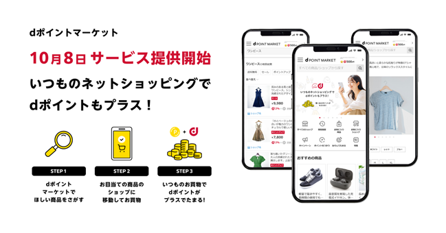 dポイントがおトクにたまるネットショッピングサービス「dポイントマーケット」を提供開始