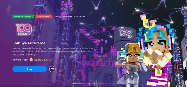 Web3ゲーミングメタバースThe Sandbox「SHIBUYA109 LAND」でY3Kファッションをテーマにしたイベントを開催！