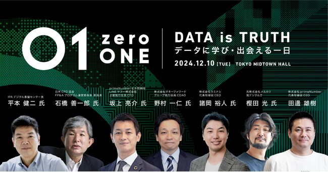 primeNumber社、データ活用事例を多様な分野のスペシャリストから学べるリアルイベント「01(zeroONE)2024」を12月10日に開催。