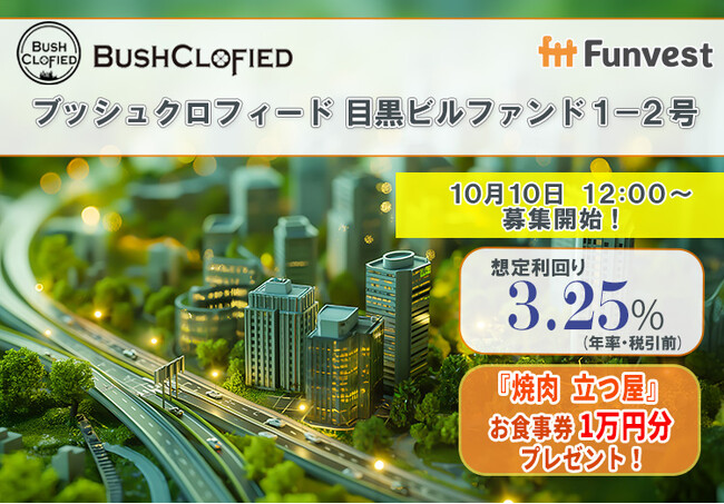 貸付型クラウドファンディング「Funvest」10/10より新ファンド「ブッシュクロフィード 目黒ビルファンド１-２号」の募集開始