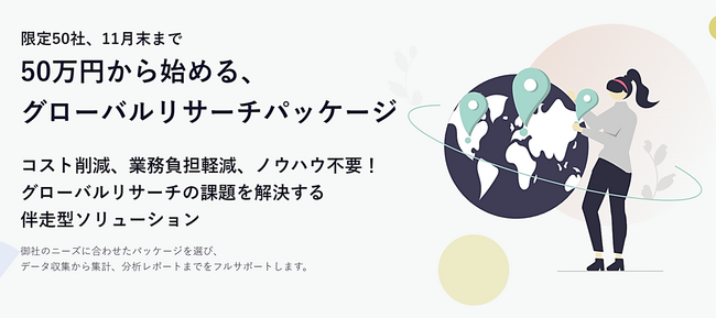 企業の海外進出を応援！５０万円から始める【グローバルリサーチ特別パッケージ】を提供開始