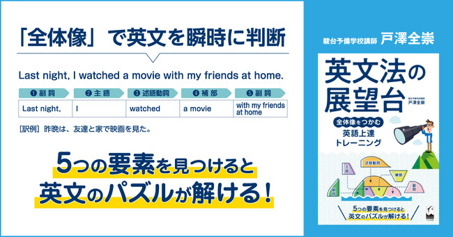 全体像という「型」に当てはめ、英文法の知識を整理。人気予備校講師による『英文法の展望台　全体像をつかむ英語上達トレーニング』が本日発売！
