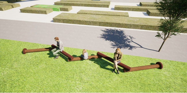 千葉大学工学部建築学コースの学生がウォーカブルな幕張豊砂地区の将来像を提案～歩きやすいまちづくりの実践研究と、山武ベンチや家具を設置～