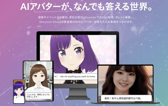 AIアバターソリューション「Anystar Chat」開発・販売・導入支援においてAnystar株式会社とMIRAI CREATE合同会社が協業開始