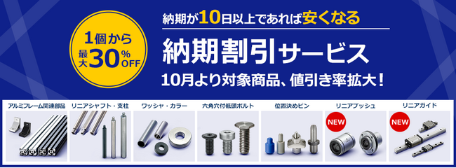 【ミスミ】MISUMI ECサイト メカニカル部品／「納期割引サービス」3ヶ月で利用企業1万社突破