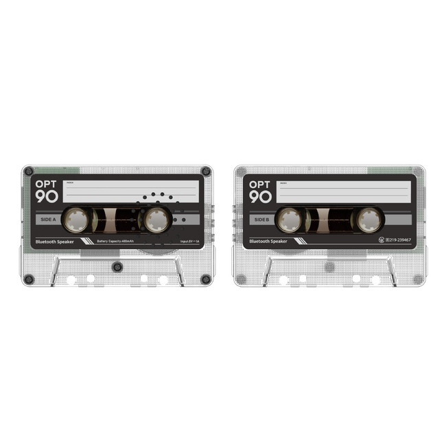 あの頃を思い出す！カセットテープ型Bluetoothスピーカー「OPT90」に新色シルバー＆クリアが登場！