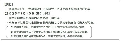 ～通学証明書等の確認が、入学時の一回のみになります！～進級時の通学定期乗車券の発売方法を変更します