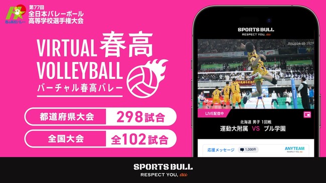 7年目の「バーチャル春高バレー」、過去最多400試合を「SPORTS BULL」で10月20日からライブ配信開始！