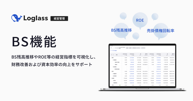クラウド経営管理システム「Loglass」が、「BS機能」を10月22日（火）より提供開始
